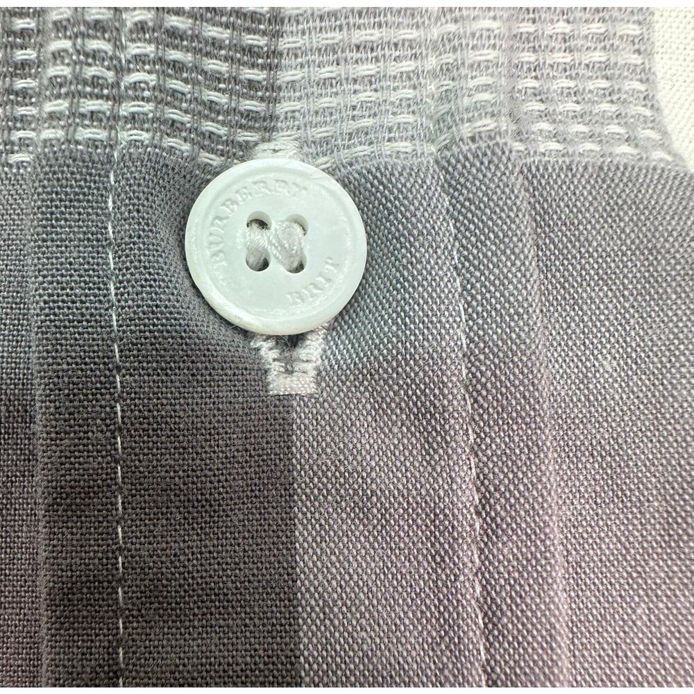 Burberry Brit Gray White Plaid Check Button Down Shirt Mens XL Equestrian Knight - Picture 12 of 14